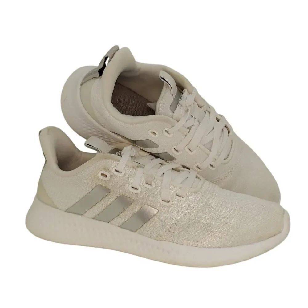 Adidas Pure Motion Womens Pre-owned White & Silver Running Sneakers - sz. 7